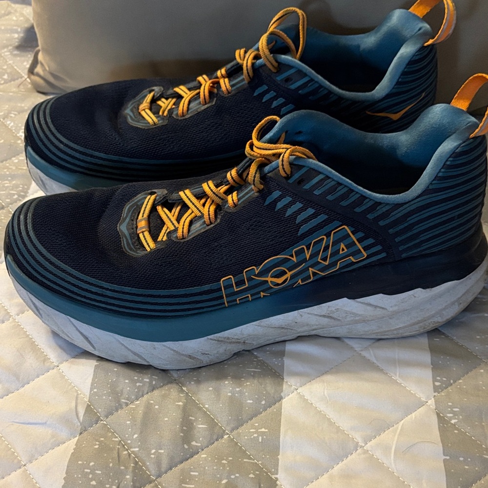 Hoka Men's Navy and Orange Athletic Shoes Bondi 6